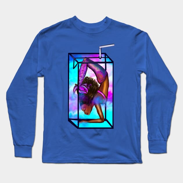 Mermaid handstand in a juicebox Coco the Magical rainbow mermaid doing an underwater handstand. Afro hair and caramel brown skin Long Sleeve T-Shirt by Artonmytee